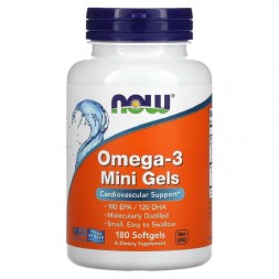 Жирные кислоты (Омега жиры) NOW NOW Omega-3 mini gels 180 softgels  (180 softgel)